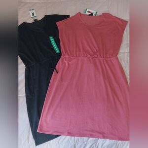 NWT Set of 2 | 32 Degrees‎ Cool | Black And Garnet Rose Short Dresses  | Size XL